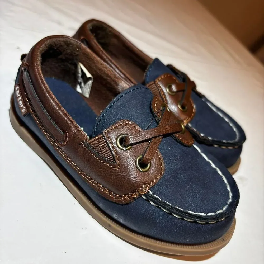 Carter-s Men's Brown and Navy Boat-shoes